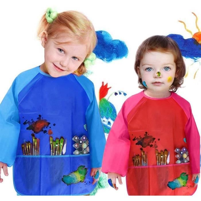 Lot De 2 Blouses Peinture Tablier Enfant Blouse Impermeable Manches Longues Avec 3 Poches Cuisine Activite Achat Vente Tablier Lot De 2 Blouses Peinture T Cdiscount