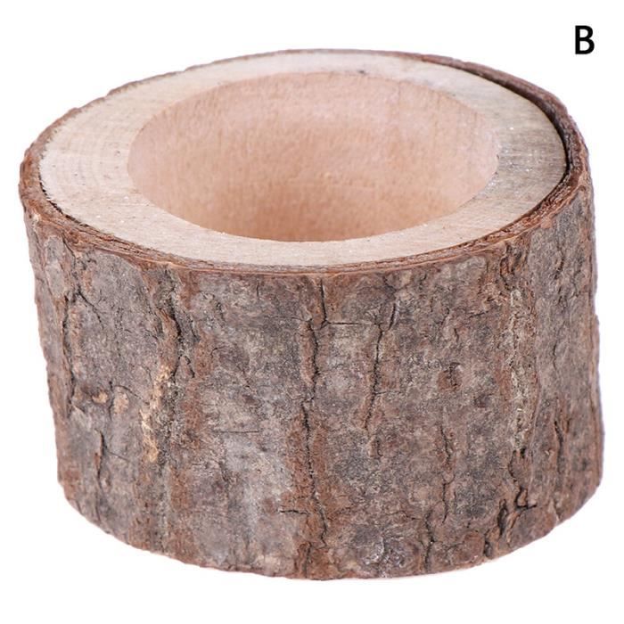 Pot De Fleur En Bois Naturel MEGACREA DIY Avec Pince En Forme De Cœur - 7,5x4x11 Cm