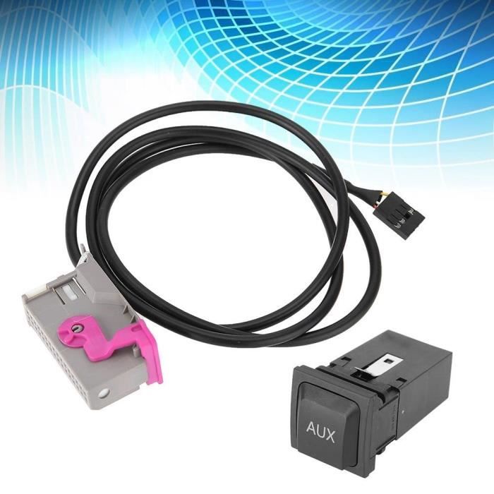 Drfeify câble auxiliaire de voiture pour A3 Prise de câble d'entrée AUX automobile avec voiture CD RNS-E AU 3.5mm entrée 32