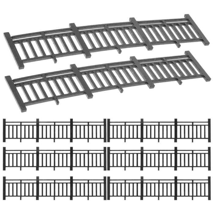 Lot De 8 Clôtures Miniatures Yardwe – Plastique Gris Foncé, 20x20x6,5 Cm – Pour Diorama, Prison, Jardin Féerique