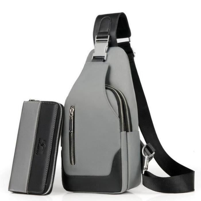 Sacoche Bandoulière Anti-Vol OSOCE Homme - Sac Poitrine Imperméable - Multi-Compartiments - Noir