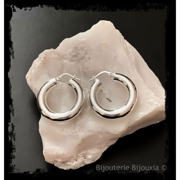 Boucles D'oreilles Créoles Torsadées En Argent Massif 925 - Rhodié - Dormeuses - Marque Petugons - France