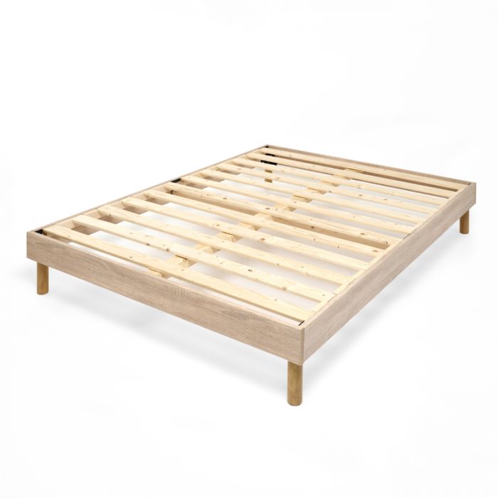 Sommier 140x200cm à Lattes En Bois Avec Pieds - Structure Métal Robuste - Buartttbear