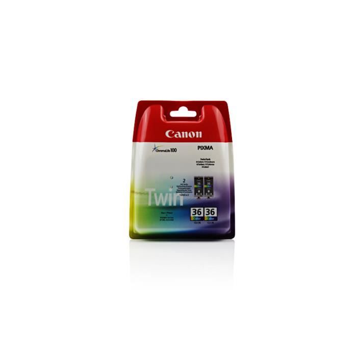 Cartouche D'encre Tricolore Authentique Canon CLI-36 - Neuf, D'origine (TVA Incluse) - Pour Imprimantes Canon Compatibles
