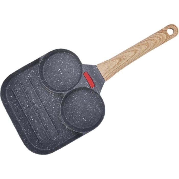 Poêle à Fond Plat Antiadhésive En Pierre Médicale - 18 Cm - Compatible Induction, Gaz, électrique - Sûre Jusqu'à 280°C