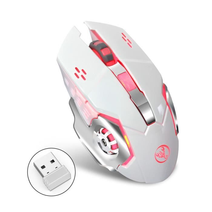 Souris Sans Fil Rii RM200 - Rétroéclairage LED RGB 7 Couleurs - Rechargeable 1600DPI - Noir