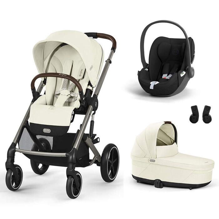 CYBEX - Poussette Trio Balios S Lux + Siège auto Cloud T Comfort + Nacelle Cot S Lux Seashell Beige