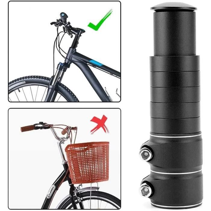 Rehausse Potence VTT Guidon 28,6mm Réglable Alliage Aluminium - Extenseur Vélo Noir
