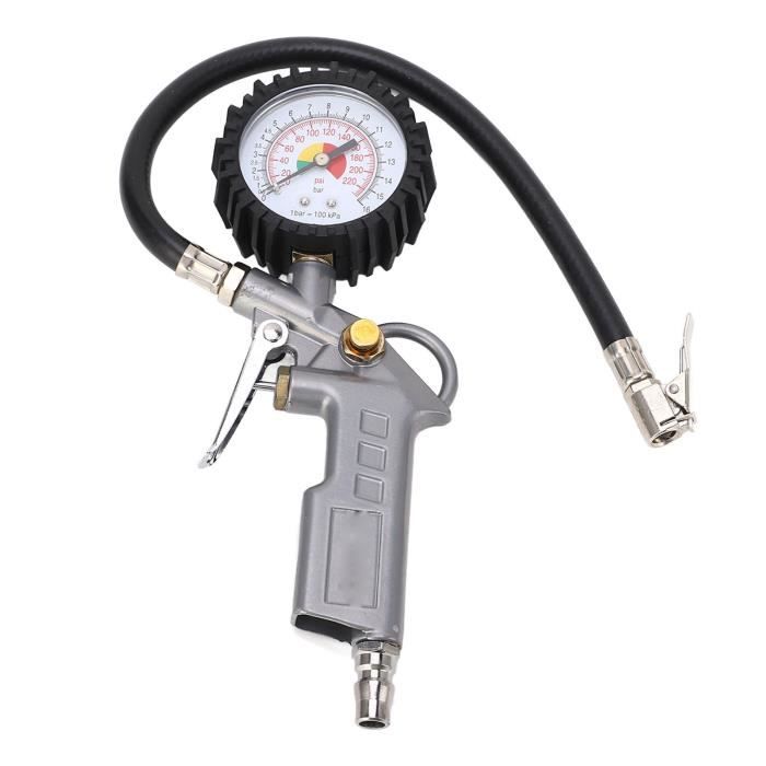 Duokon Gonfleur de pneu avec manomètre Gonfleur de pneu avec buse de