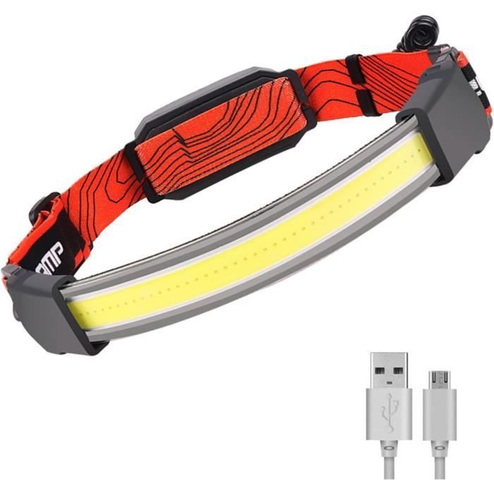 Lampe Frontale Rechargeable,3 LED 350 Lumens IPX5 Lampe Frontale Avec 6 Modes Declairage 1200mah