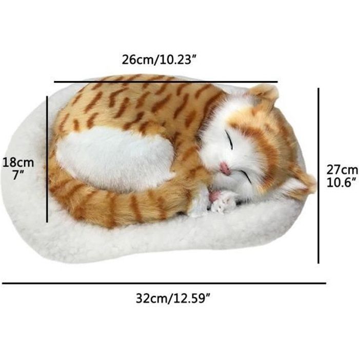 Meilleurs prix pour Peluche chat réaliste qui respire - Jouet chat endormi avec coussin - Cadeau spécial