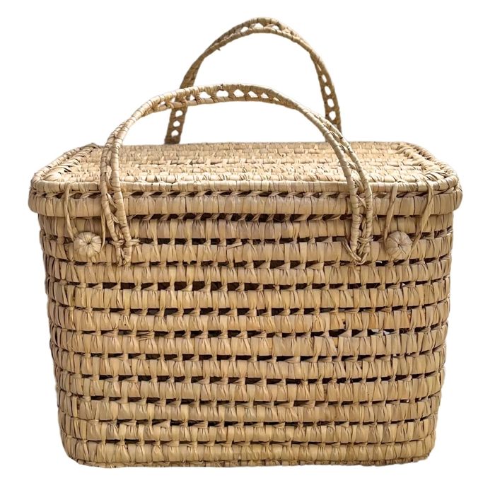Coffre de rangement feuille de palmier Naturel 45x30x30 cm