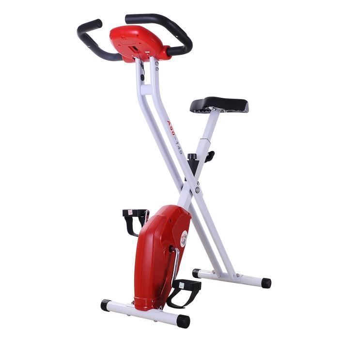 Velo D Appartement Cardio Fitness Pliable Ecran Lcd 8 Niveaux De Resistance Selle Reglable Blanc Rouge Noir 49 115x38 5x22cm Rouge Prix Pas Cher Cdiscount