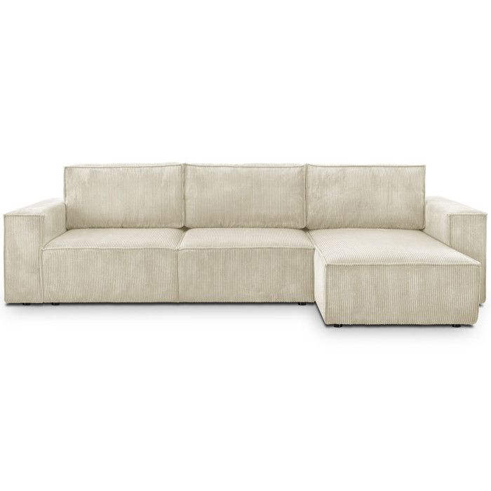 Canapé dangle convertible réversible 5 places en velours côtelé beige - Harper