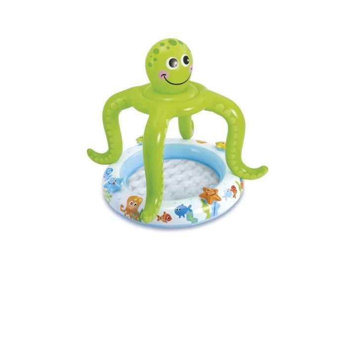 Piscine Bebe Gonflable Avec Ombrelle Pieuvre Diam 102 X H 104 Cm Vert Cdiscount Jardin