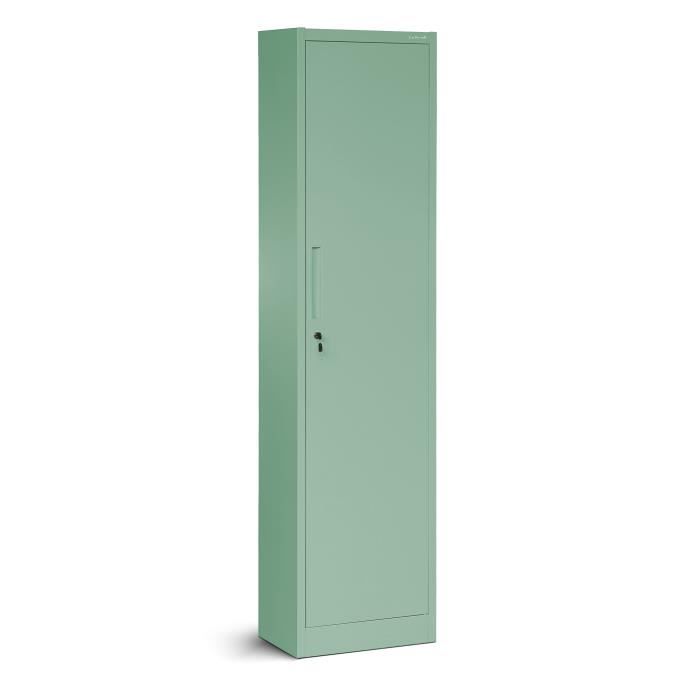 armoire de bureau métallique c001a porte battante verrouillable 4 étagères revêtement en poudre 185 x 45 x 40 cm, vert pastel