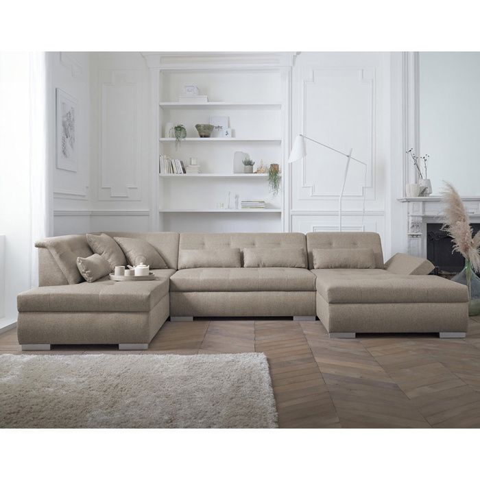 Vermont - canapé panoramique dangle gauche - 7 places - XXL - Beige