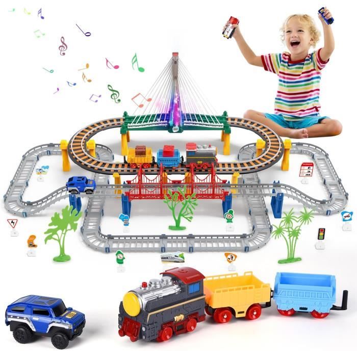 Train Électrique Jouet MARSEE 140 pièces avec voies ferrées - Jouet éducatif pour enfants