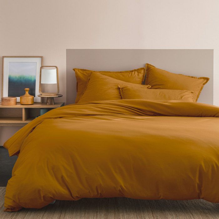 Housse de couette unie 100% Coton - MATT & ROSE - COTON LAVÉ - Coloris Caramel - 240x220 cm