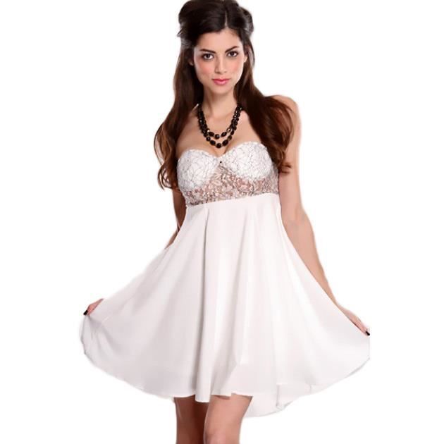- Robe bustier dentelle "Saoue... Blanc Blanc - Achat ...