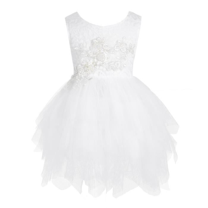Bebe Robe Fille Dentelle Brodee Jolie Robe Soiree Danse Fete Pour 9mois 5ans Princesse Anniversaire Jupe Blanc Achat Vente Robe Cdiscount