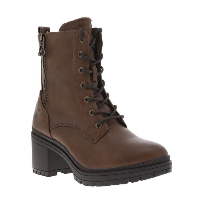 Bottines Femme Marque Talon D croch Moyen Marron Aspect