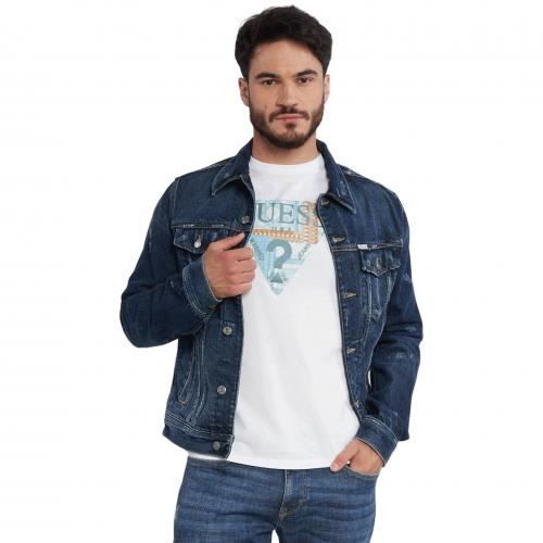 Veste homme en jean Guess M3YXN1D3ZJZ Bleu Cdiscount Pret a Porter