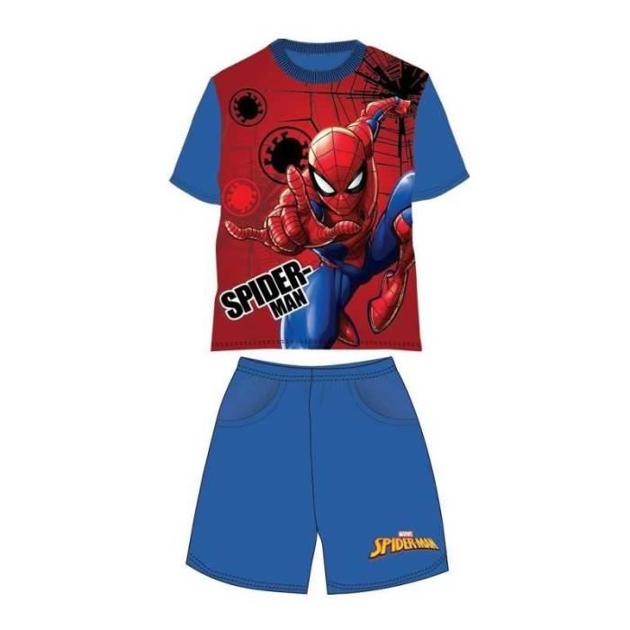 Ensemble Spiderman T-Shirt + Short - 100% Coton - Enfant - Arlis - Officiel