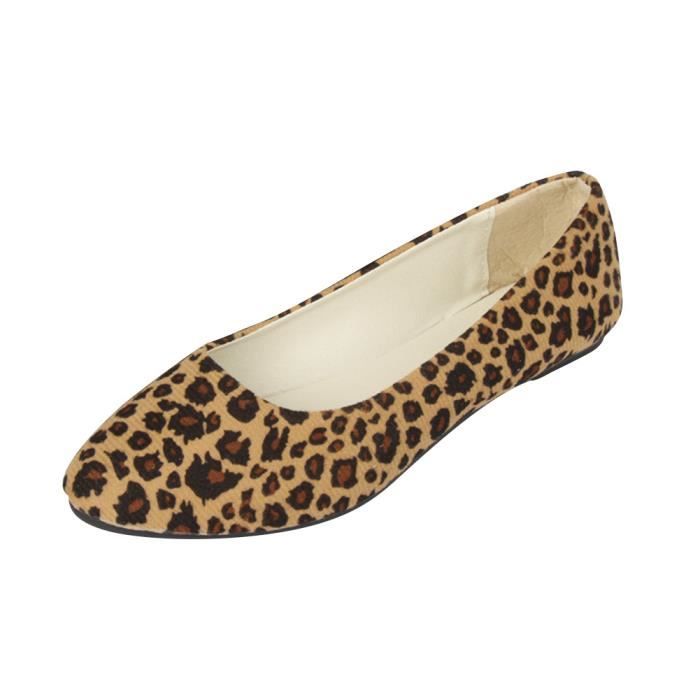 Femme Ballerines Leopardo Chaussures Plates Été Sauvage et Gracieux