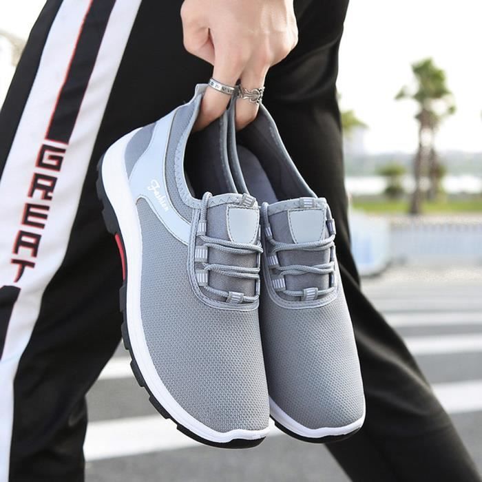 Nouvelles chaussures pour hommes Chaussures en maille Les chaussures de sport de loisirs sont respirantes dans la chaussure d ete Blanc Cdiscount