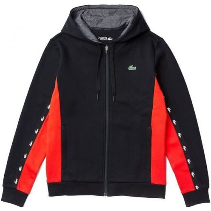 Sweat a capuche Lacoste Ref. SH4817 00NLR. Couleur Noir Rouge. Details. Col capuche avec cordon de serrage. Manches Noir Cdiscount Pret a Porter
