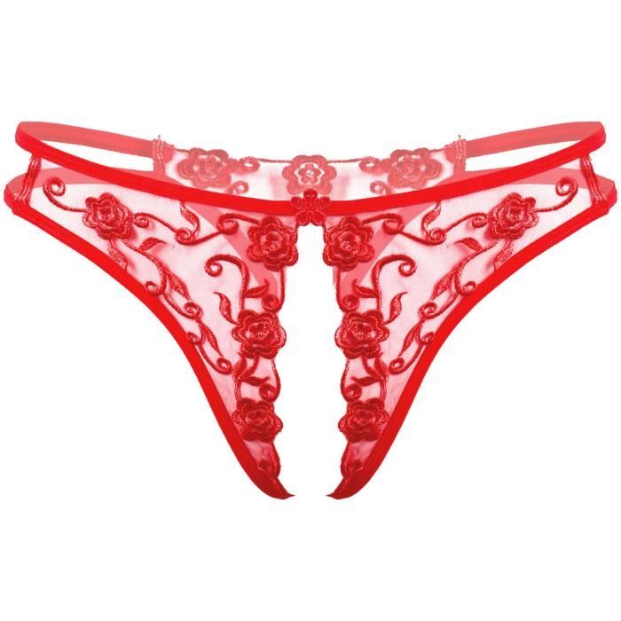 Iixpin Slip Sexy Ouvert Entrejambe Femme Culotte Dentelle String Transaprent Tanga Underwear