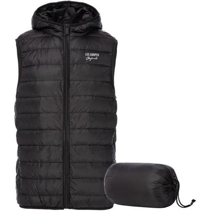 LEE COOPER BLOUSON NOIR DOUDOUNE X LITE SANS MANCHES HOMME