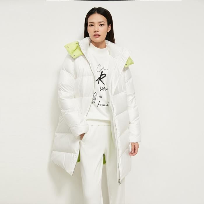 Manteau Femme Hiver Long Chic Et élégant - Veste Chaude Polaire En Peluche Avec Capuche Et Fermeture à Glissière - Parfait Pour Mi-saison Et Hiver