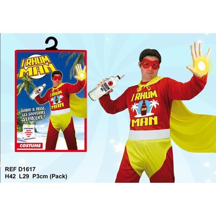Costume Humour I Rhum Man - NO NAME - Taille Unique - Rouge - Adulte - Extérieur