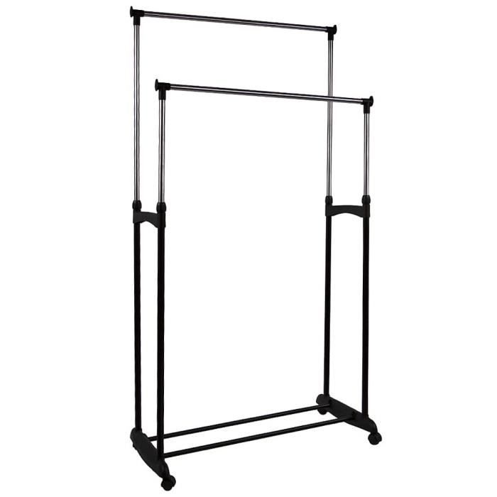 Portant à Vêtements Roulant En Métal Noir – Capacité 54,4 Kg, Roues Avec Frein – Idéal Petit Espace - 11
