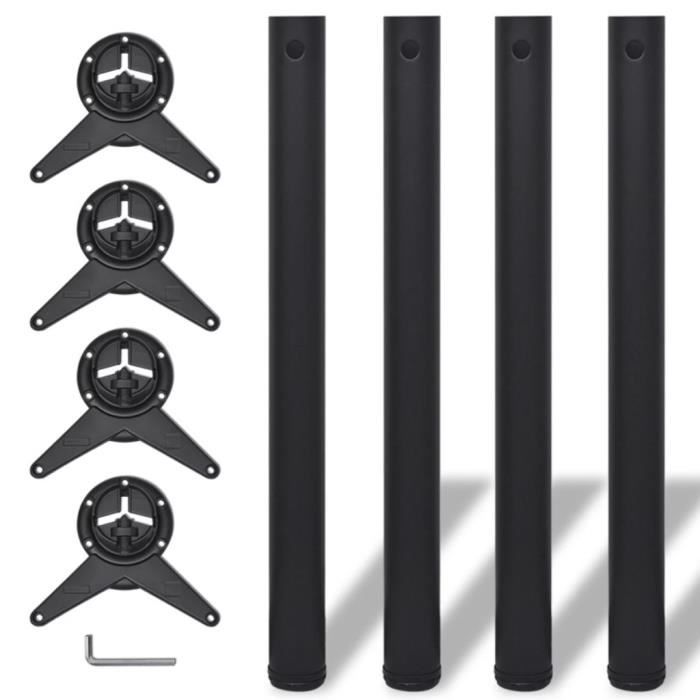 Lot De 4 Pieds De Table Réglables Pour Billard/Foot - Métal Noir - Diamètre 127mm - Stables Et Antidérapants