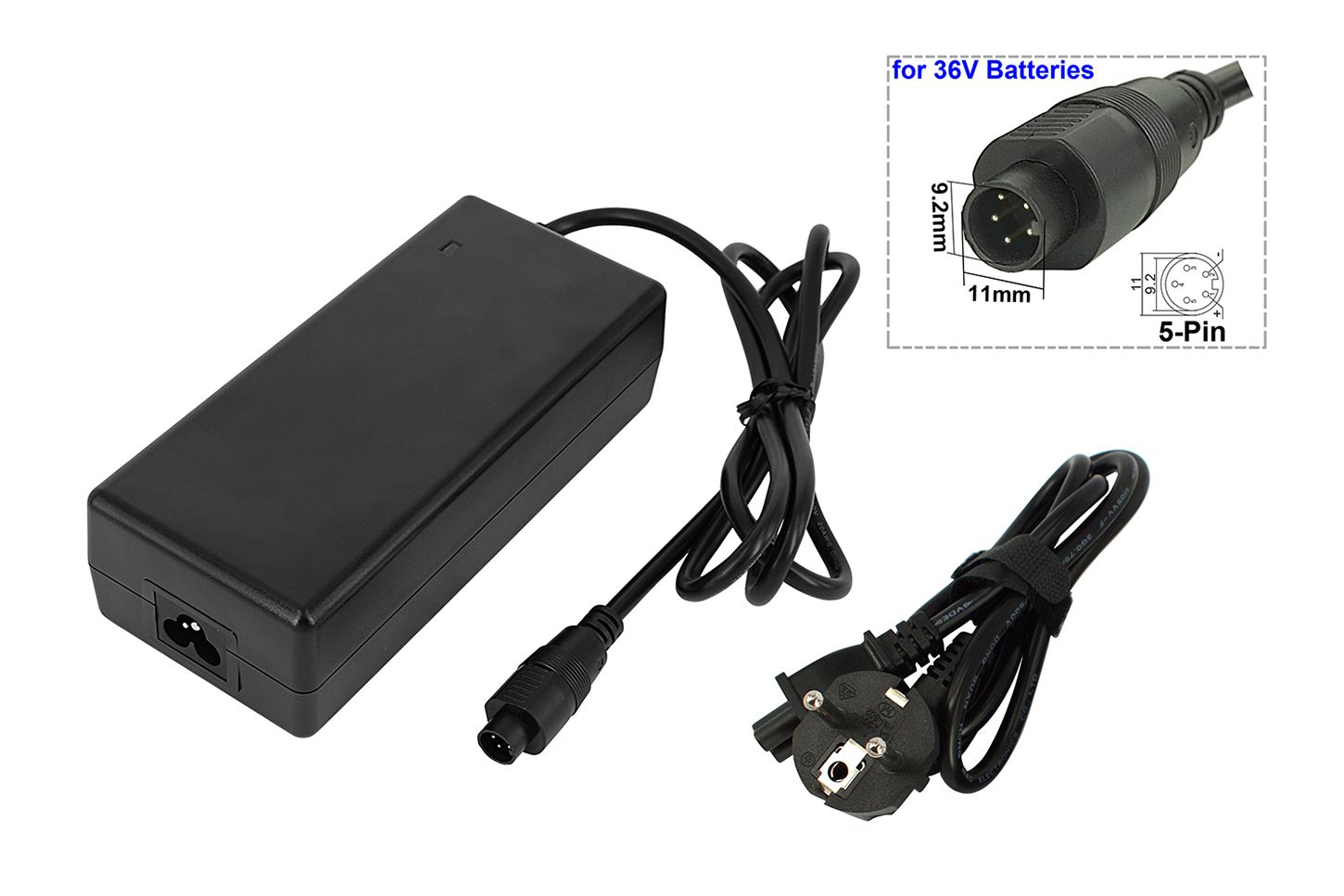 Chargeur Remplacement HP1202L3 Pour Batterie Vélo électrique 36V | 60W, Connexion Ronde, Pour Li-ION | Marque Vhbw