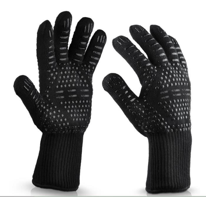 Noir Gant de cuisine, Gants de Barbecue AntiChaleur Jusqu