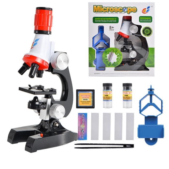 Microscope Biologique Pour Enfants Et Adultes - Grossissement 40x Ã  1000x - Ã‰clairage LED, Filtre Couleurs - Kit Complet Avec Lames Et Support TÃ©lÃ©phone - 4