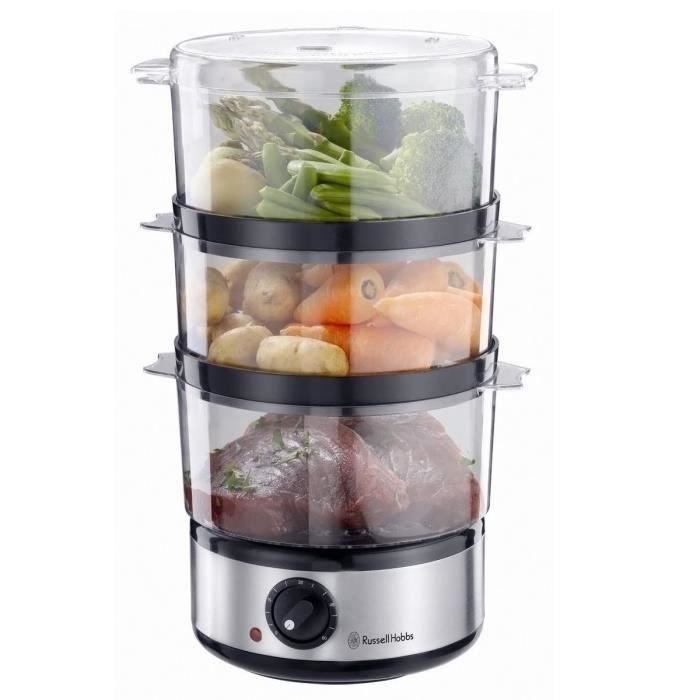 Cuiseur Vapeur Empilable 3 Niveaux En Acier Inoxydable - Avec Couvercle Verre Pour Toutes Surfaces De Cuisson