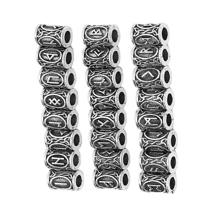 24 Pièces Perles Viking Barbe Nordique, Perle de Barbe Vikings, Perles de Cheveux, pour Retoucher les Coiffures, les Barbes et pour Décorer les Cheveux (Dorés