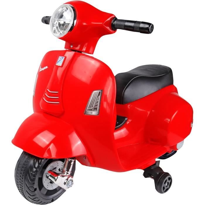 Turbo Challenge Vespa Électrique – Scooter Enfant 3-6 Ans, 5 Km/h, Batterie 6V USB