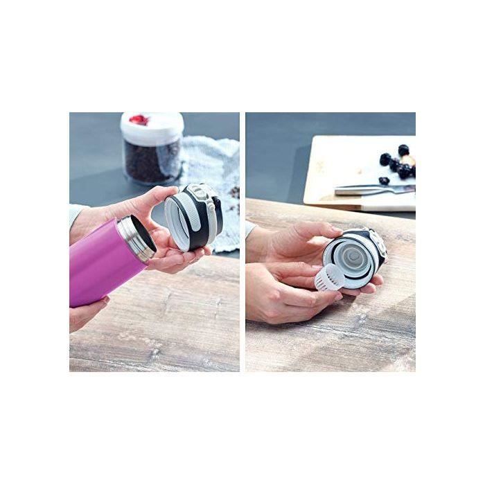 Leifheit Bouteille thermos Flip 600 ml Violet, tasse thermos, bouteille ...
