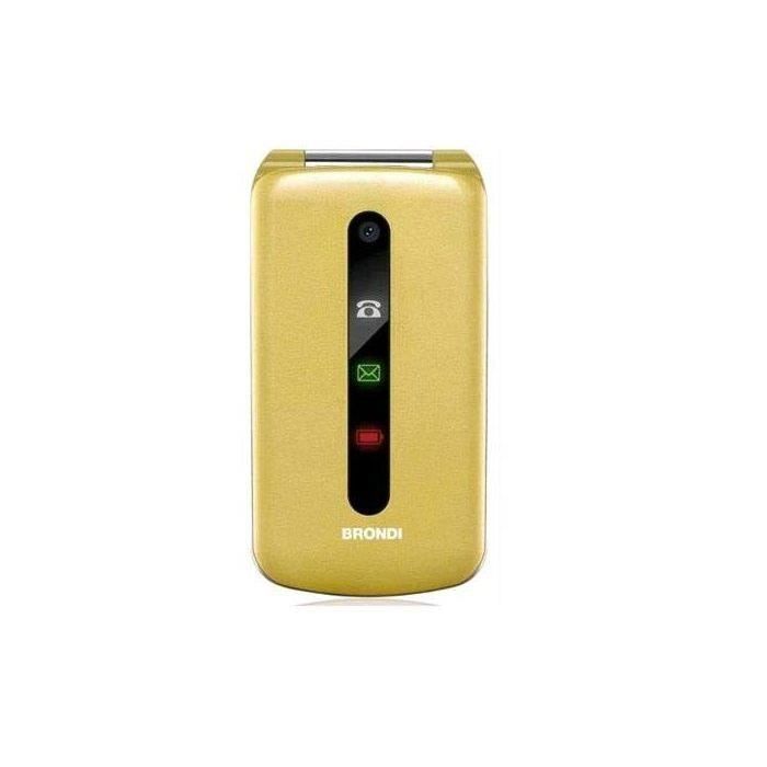 Téléphone mobile BRONDI PRESIDENT Gold - Clapet escamotable - GSM - 3 pouces - Jaune