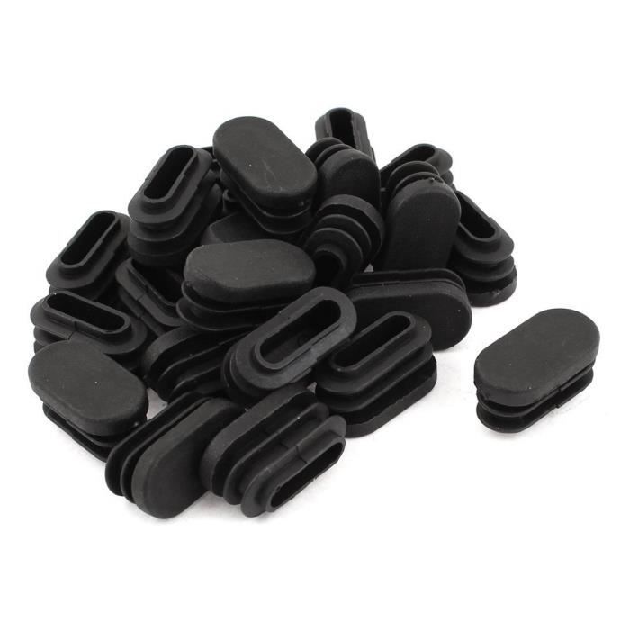 15mm x 30mm Embout en plastique ovale en forme de tube Insert Noir 24 pcs