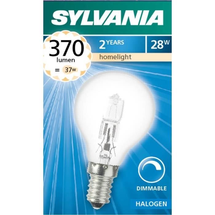Lampe halogène CLASSIC ECO Sylvania 230V 28W E14 sphérique - 0023744