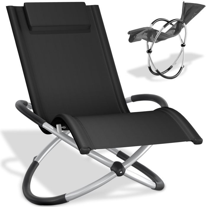 Bain de soleil - TECTAKE - Transat de jardin PAULINA ergonomique pliable avec fonction balancelle appuie-tête amovible - Noir