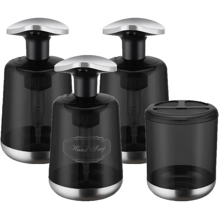 Distributeur Pompe Douche Mural 3 En 1 Noir - Shampoing Gel Douche Salle De Bain Pratique