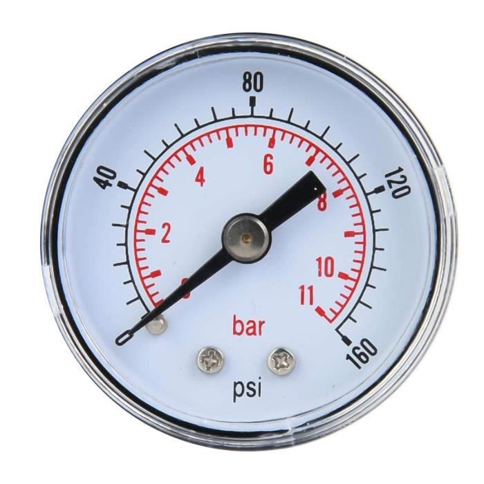 Manomètre Mécanique 0-200 PSI / 0-14 Bar - 1/8" BSPT - Pour Air, Huile, Eau
